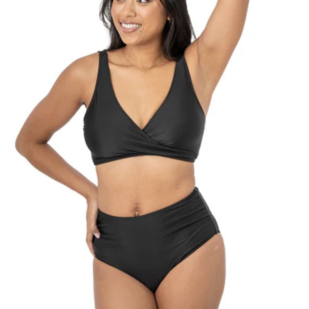 Kindred Bravely Women's Black Crossover Maternity & Nursing Bikini Top Size S